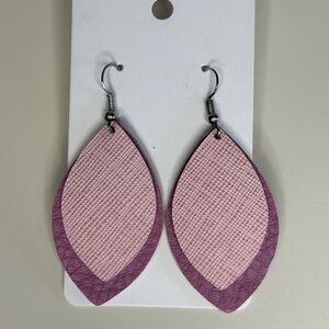 NEW Elegant Pink Layered Faux Leather Earrings